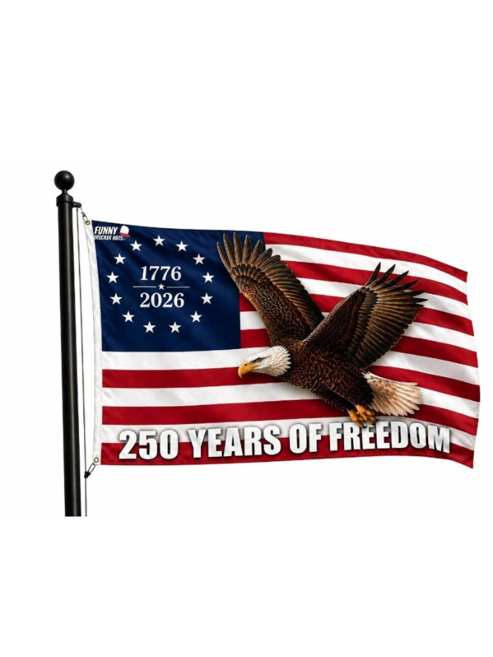 250 Years of Freedom American Flag Bald Eagle Patriotic 4th July Decor Holiday
